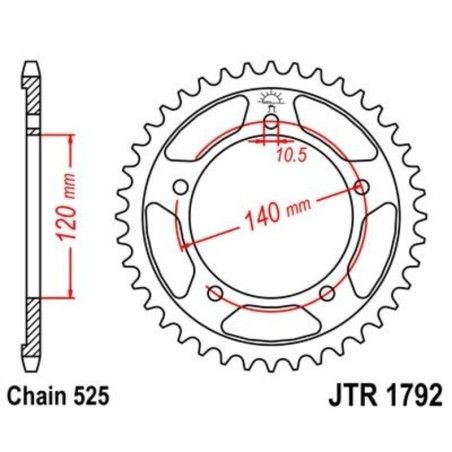 Corona JT 1792 de zinc negro con 47 dientes - motoscamaralweb.com