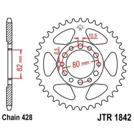 Corona JT 1842 de acero con 44 dientes - motoscamaralweb.com