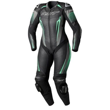 Mono de piel RST TracTech Evo 5 CE mujer - Negro / Aqua / Gris - motoscamaralweb.com