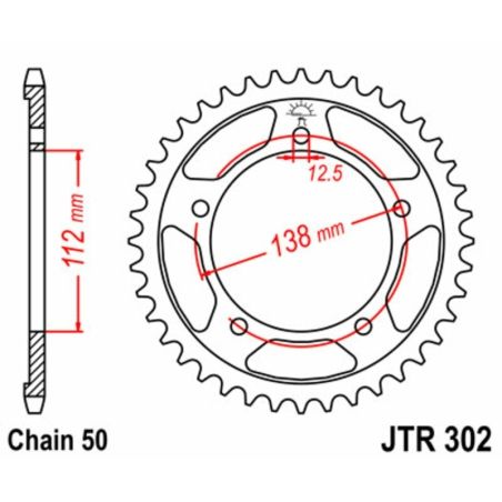 Corona JT SPROCKETS acero estándar 302 - Paso 530 - motoscamaralweb.com