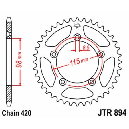 Corona JT SPROCKETS acero estándar 894 - Paso 420 - motoscamaralweb.com