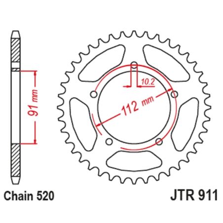 Corona JT SPROCKETS acero estándar 911 - Paso 520 - motoscamaralweb.com