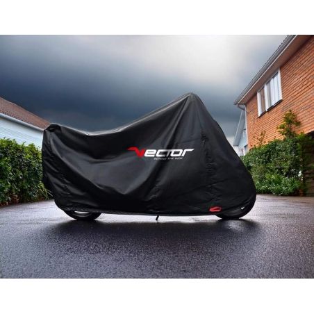 Funda de moto para interior/exterior VECTOR H2O para Moto/Scooter con pantalla grande - Negro - XL - motoscamaralweb.com