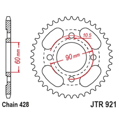 Corona JT SPROCKETS acero estándar 921 - 428 - motoscamaralweb.com