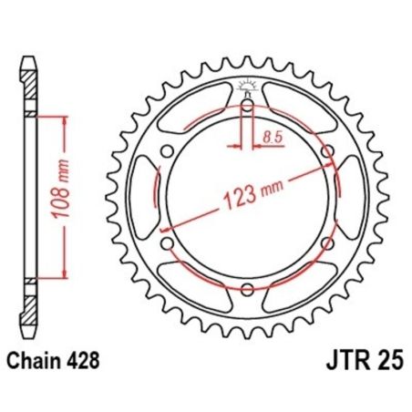 Corona JT 25 de acero con 60 dientes - motoscamaralweb.com