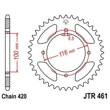 Corona JT 461 de acero con 52 dientes - motoscamaralweb.com