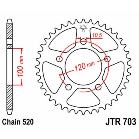 Corona JT SPROCKETS acero estándar 703 - Paso 520 - motoscamaralweb.com