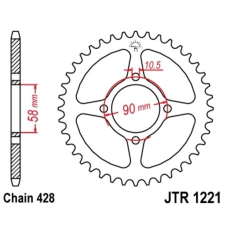 Corona JT 1221 de acero con 45 dientes - motoscamaralweb.com
