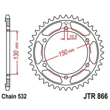 Corona JT 866 de acero con 39 dientes - motoscamaralweb.com