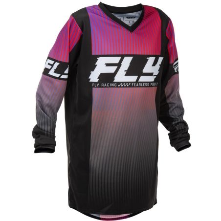Camiseta infantil FLY RACING F-16 - negro/rojo/violet - motoscamaralweb.com