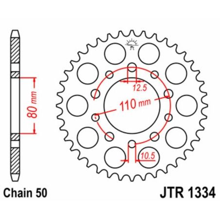 Corona JT SPROCKETS acero estándar 1334 - Paso 530 - motoscamaralweb.com