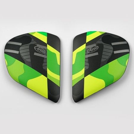 Cubiertas laterales ARAI PATCH Amarillo Flúor (Compatible sistema VAS-V) - motoscamaralweb.com