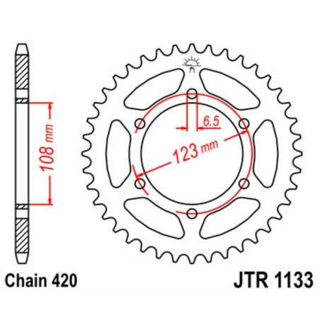 Corona JT SPROCKETS acero estándar 1133 - Paso 420 - motoscamaralweb.com