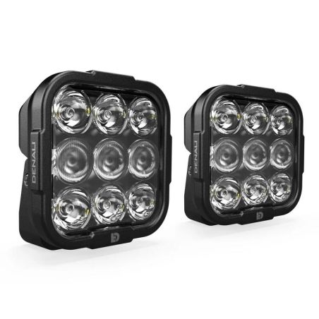Juego de faros universales DENALI DL9 con lente transparente y cableado premium - motoscamaralweb.com