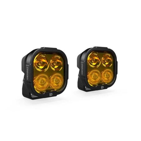 Juego de faros universales DENALI DL4 con lente amarillo y cableado premium - motoscamaralweb.com