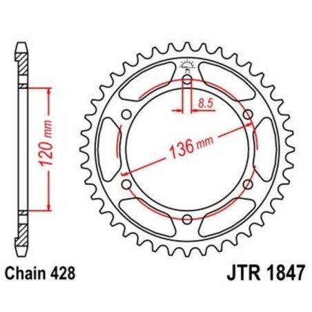 Corona JT 1847 de acero con 51 dientes - motoscamaralweb.com