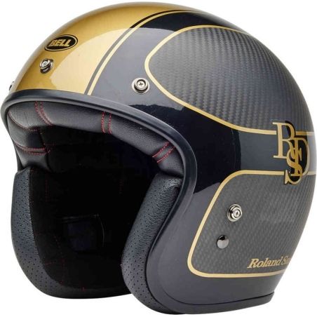 Casco BELL Custom 500 Carbon - RSD Checkmate Matte Gloss Black/Gold - motoscamaralweb.com