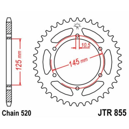 Corona JT SPROCKETS acero estándar 855 - Paso 520 - motoscamaralweb.com