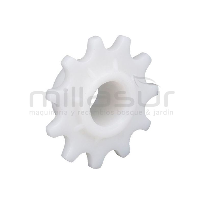 PIÑON PLASTICO TENSOR CADENA GRUPO TRACCIÓN CASTEL G. TC102. TC122 (11 DIENTES) - motoscamaralweb.com