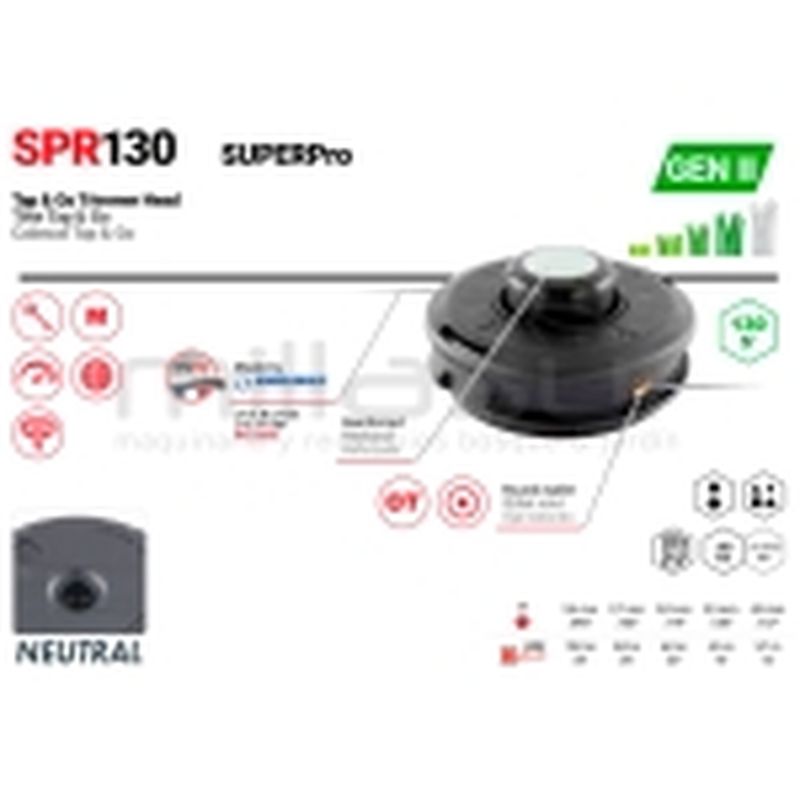 CABEZAL TAP-N-GO BOTÓN METÁLICO SPR130 - SIN ADAPTADOR - motoscamaralweb.com