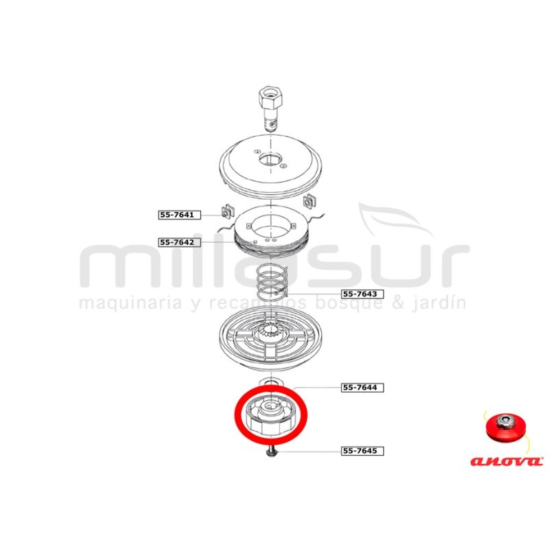 POMO INFERIOR DE ALUMINIO CABEZAL PT130 ( 55-764) - motoscamaralweb.com
