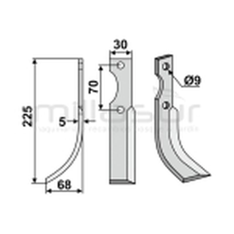 CUCHILLA MOTOAZADA HONDA 225X68 IZQ - motoscamaralweb.com