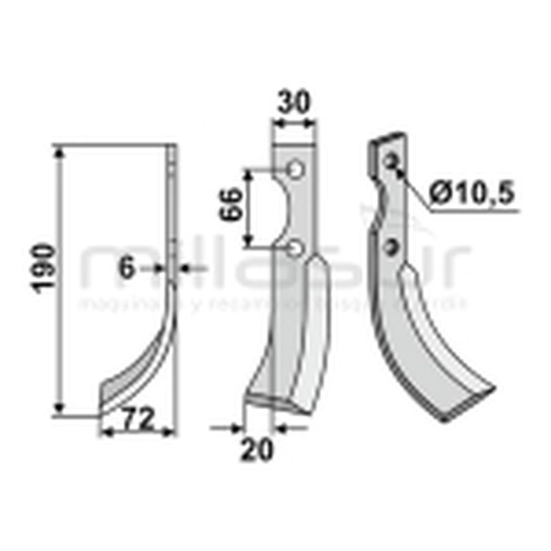 CUCHILLA MOTOAZADA FERRARI 71HP 7.5 R - GRILLO IZQ - motoscamaralweb.com