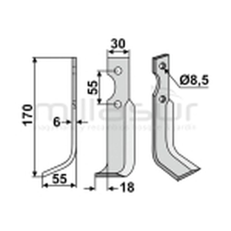 CUCHILLA MOTOAZADA 170x55 IZQ - BCS - motoscamaralweb.com