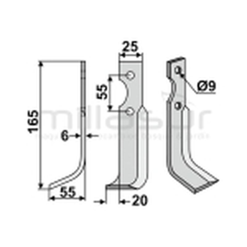 CUCHILLA MOTOAZADA 165x55 DCHA - GRILLO - AGRIA - ISEKI - motoscamaralweb.com