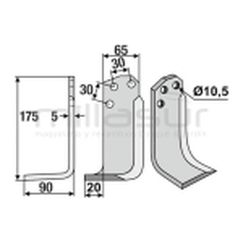 CUCHILLA MOTOAZADA 175x90 DCHA - AGRIA - MTD - motoscamaralweb.com