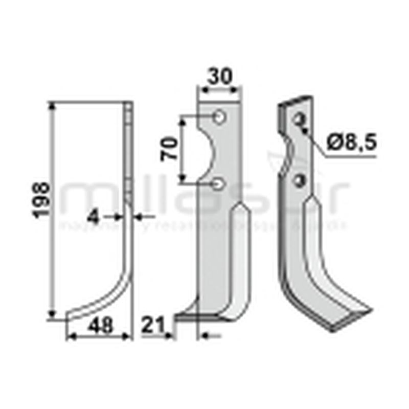 CUCHILLA MOTOAZADA 198x48 IZQ - AGRIA - motoscamaralweb.com