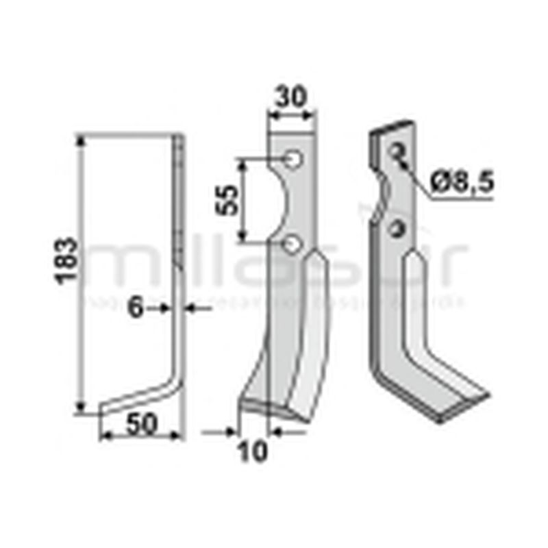CUCHILLA MOTOAZADA 183x6x30 IZQ - CARRARO ANTONIO - motoscamaralweb.com