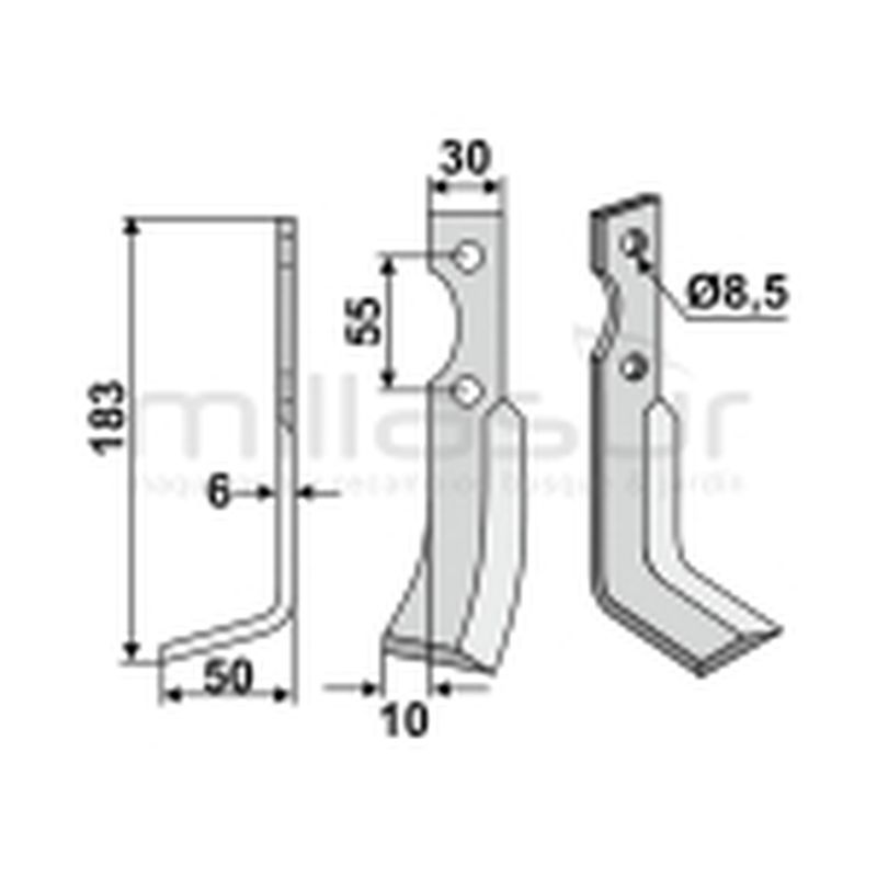 CUCHILLA MOTOAZADA 183x6x30 DERCH - CARRARO ANTONIO - motoscamaralweb.com
