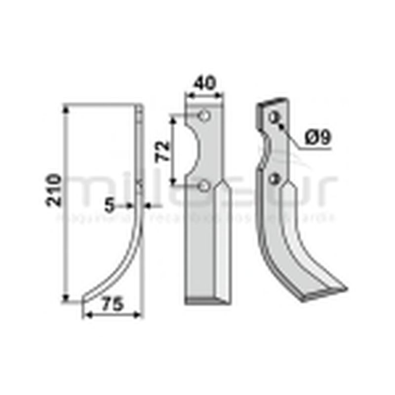 CUCHILLA MOTOAZADA 210x5x40 DERCH - HAKO - motoscamaralweb.com