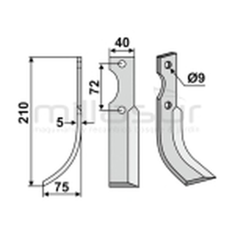 CUCHILLA MOTOAZADA 210x5x40 IZQ - HAKO - motoscamaralweb.com