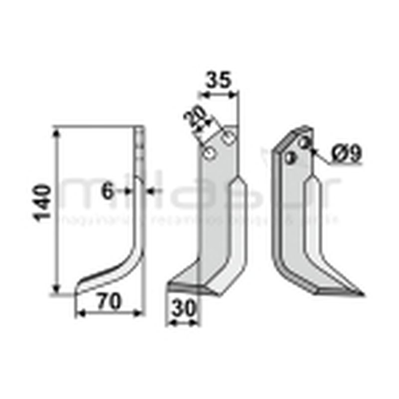 CUCHILLA MOTOAZADA 140x6x35 DRCH - GRILLO - motoscamaralweb.com