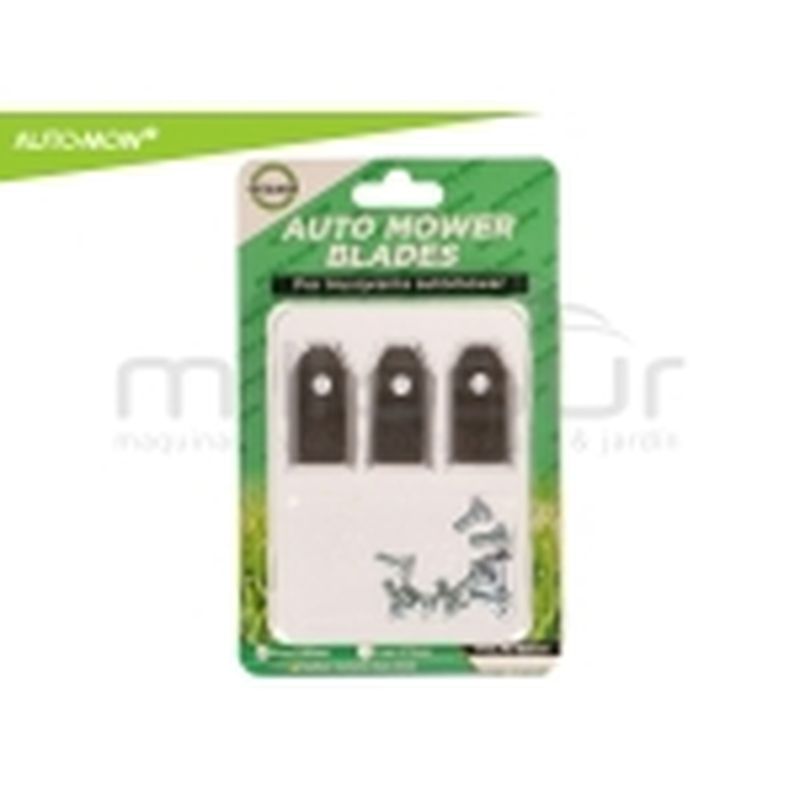 JUEGO 9 CUCHILLAS ALTA DURACION 0.66mm C/ TORNILLOS ROBOT CORTAC. HUSQVARNA - motoscamaralweb.com