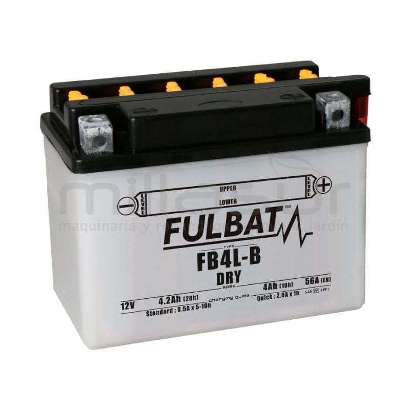 BATERIA MOTO FB4L-B ACIDO 4.2Ah (120 X 70 X 92) +DER - motoscamaralweb.com