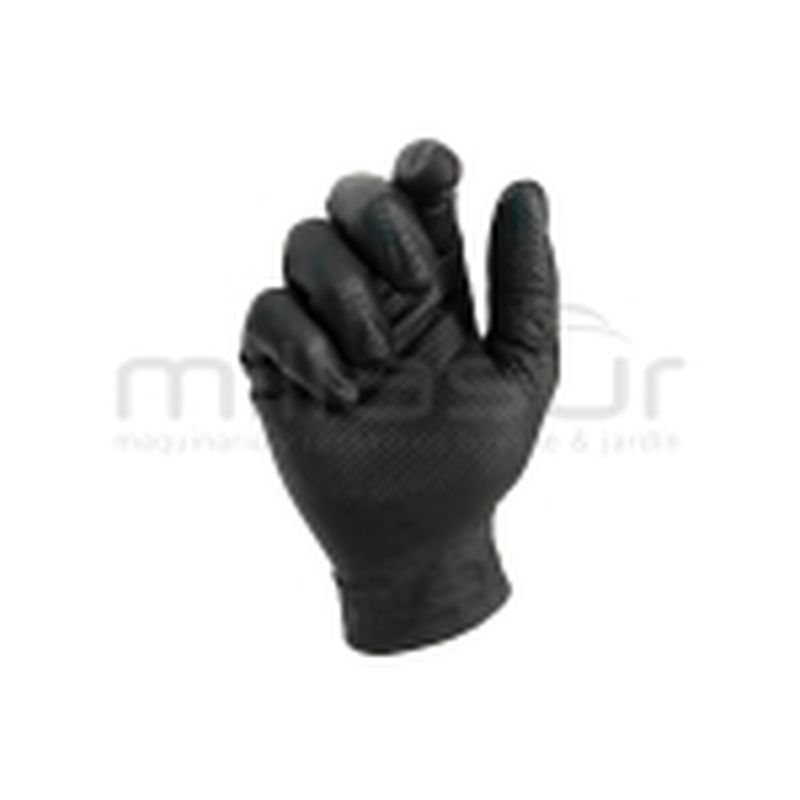 CAJA DE 50 GUANTES TALLER NITRILO DIAMANTADO NEGRO - TACTO RUGOSO - TALLA S - motoscamaralweb.com