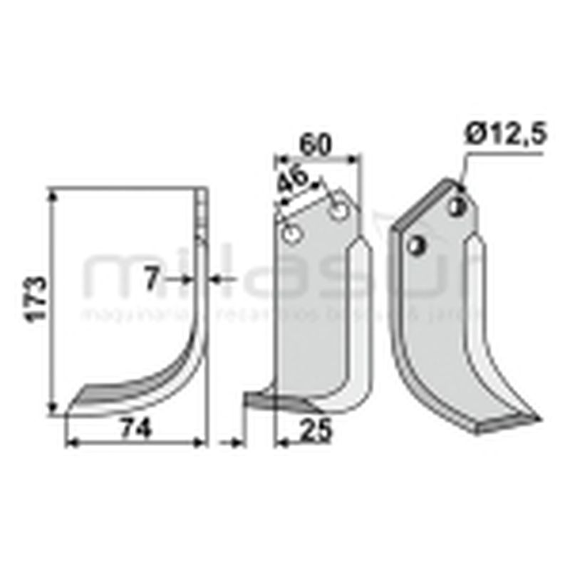 CUCHILLA MOTOAZADA 173x7x60 IZQ - B.C.S. - motoscamaralweb.com