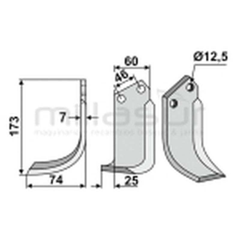 CUCHILLA MOTOAZADA 173x7x60 DERCH - B.C.S. - motoscamaralweb.com