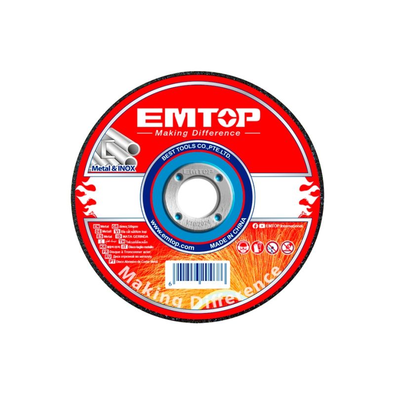 DISCO CORTE METAL AMOLADORA 115MM 1.2MM EMTOP - motoscamaralweb.com