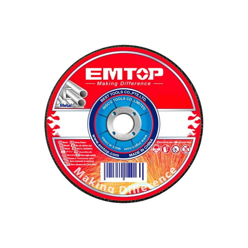 DISCO ABRASIVO CORTE METAL AMOLADORA 230MM 3.0MM EMTOP - motoscamaralweb.com