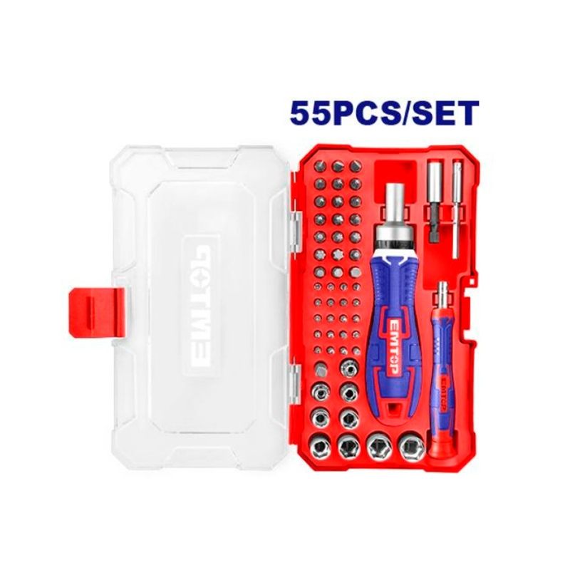 DESTORNILLADOR CON PUNTERAS Y LLAVES INTERCAMBIABLES - 55 PCS - E.MTOP - motoscamaralweb.com