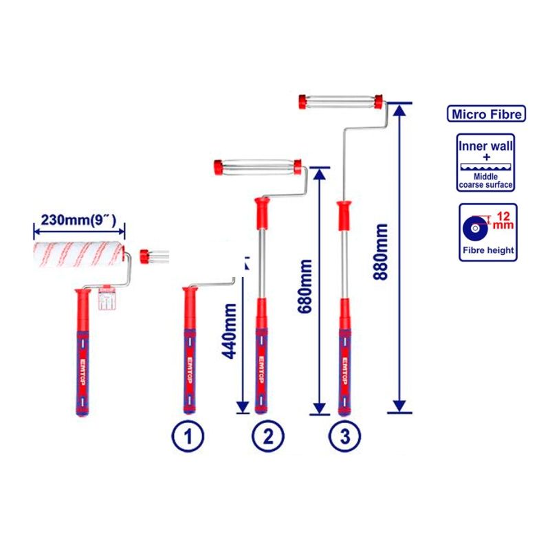 RODILLO PINTURA TELESCÓPICO EMTOP - 4.4 - 8.8 M - motoscamaralweb.com