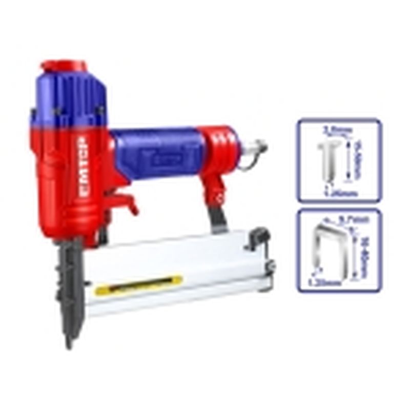 CLAVADORA 2EN1 NEUMATICA EMTOP PARA COMPRESOR 15-50mm (INCLUYE GRAPAS Y CLAVOS) - motoscamaralweb.com
