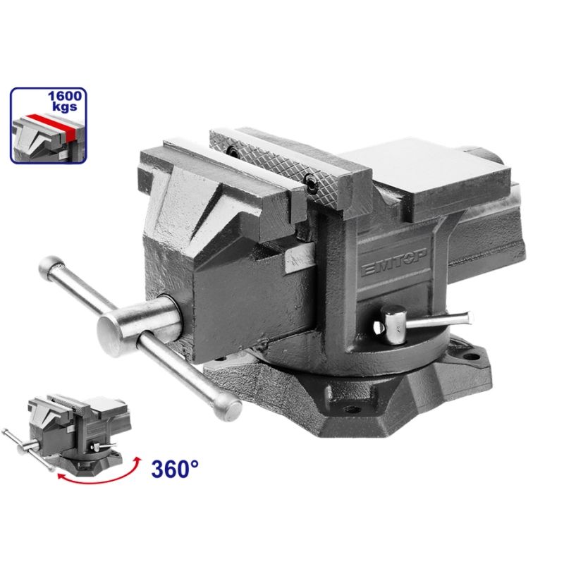 TORNILLO DE BANCO CON BASE GIRATORIA 6 - 11.2KG EMTOP - motoscamaralweb.com
