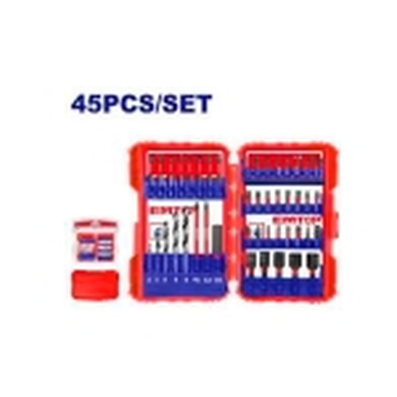 CONJUNTO 45 ACCESORIOS DESTORNILLADOR DE IMPACTO EMTOP - motoscamaralweb.com