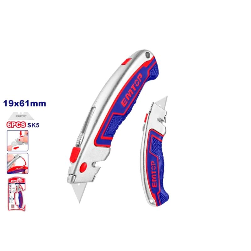 CUCHILLA MULTIUSO CUTTER 61x19mm (INCLUYE 6 CUCHILLAS RECAMBIO SK5) - motoscamaralweb.com