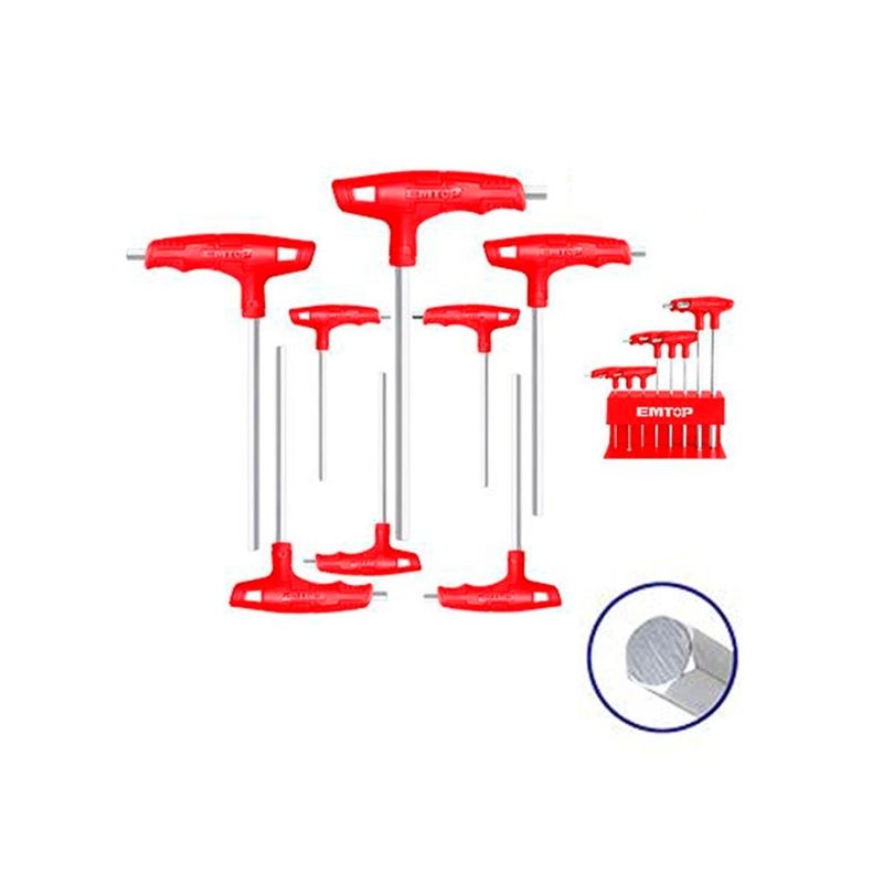 JUEGO LLAVES ALLEN CR-V - 8PCS (2x75. 2.5x75. 3x100. 4x100. 5x150. 6x150. 8x200. 10x200) EMTOP - motoscamaralweb.com